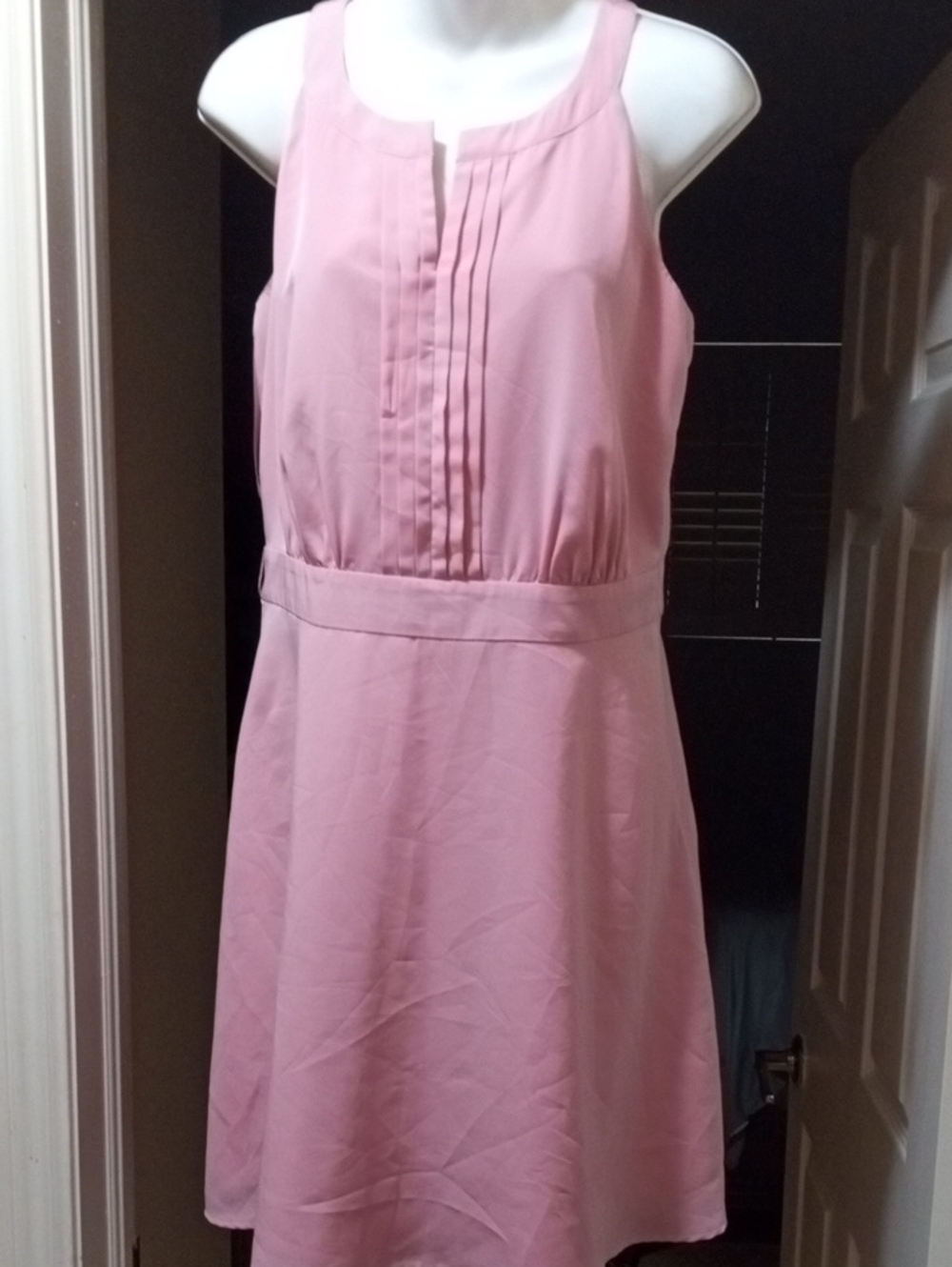Sleeveless Pink Pleated A-Line Dress